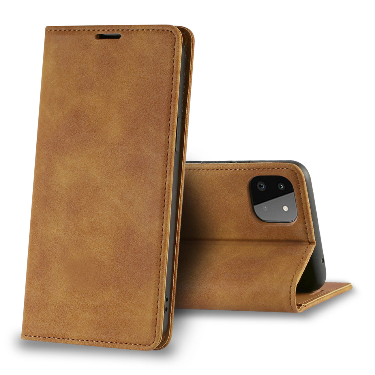 Magnetic wallet Leather phone case For Samsung Galaxy A22 5G (Brown) (FC34-SAMA22-5GBR)